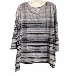 Kim Rogers Curvy 2X Gray Ombre Long Sleeve Stretchy Blouse.